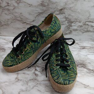 KEDS Sneakers Triple Kick Platform Rifle Paper Co Palms Leaves Espadrilles Sz.9